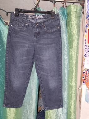 Blue Faith Women's Washed Indigo Cropped Jeans